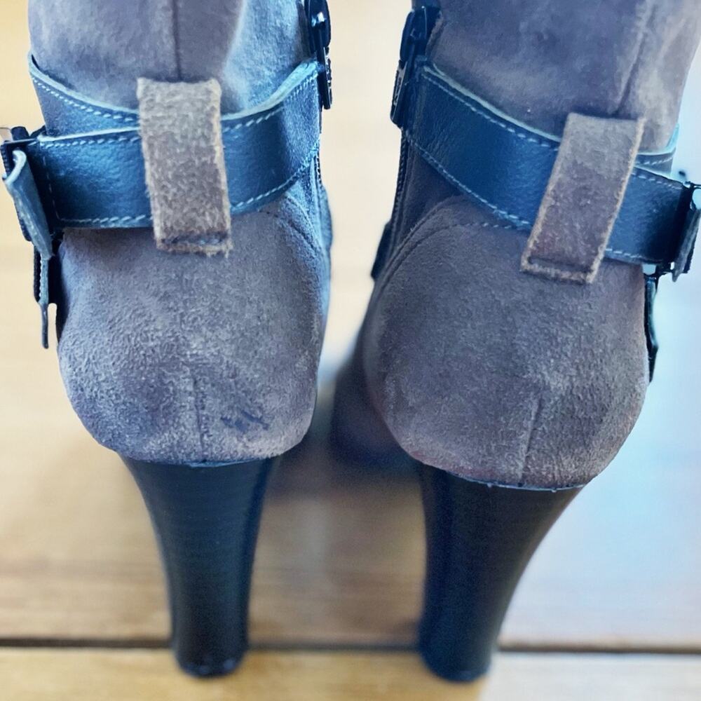Nicole Faux Suede Heeled Ankle Boots Brown Tan Size 8 - Picture 10 of 11